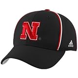 adidas Nebraska Cornhuskers Youth Black Team Color Trim Flex Fit Hat