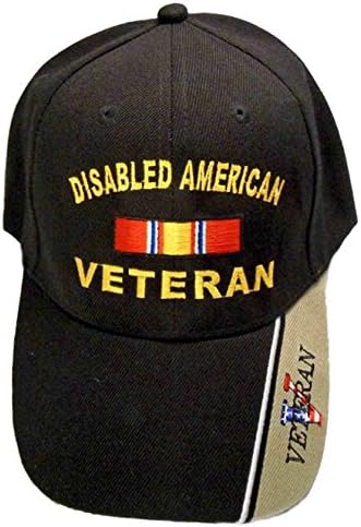 Disabled American Veteran Black Tan Khaki Baseball Cap DAV Hat American Flag