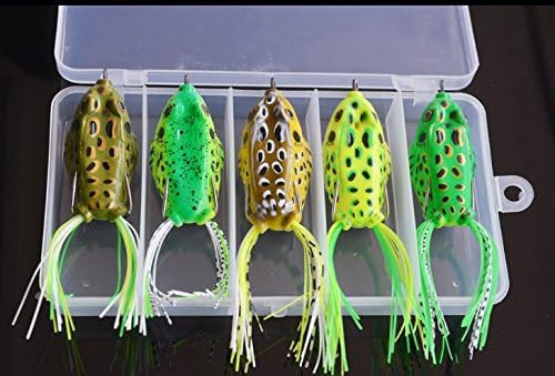 H-CL01 Frog Lures Set, Frog Fishing Lures Baits with Free Tackle Box, Set of 5pcs, Soft Fishing Lures Baits 5.8cm/2.28" 15g