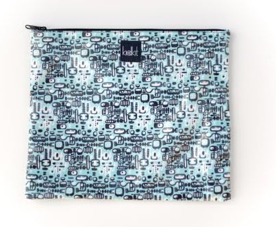 KidKit Travel Toiletries Flat Zip Pouch-Robot, Fully Stocked with High End Organic Travel Products, 13" x 11" , Turquoise and Navy Black for Boys, 10 pcs.