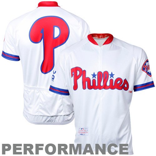 VOmax Philadelphia Phillies Stock Performance Cycling Jersey - White (Large)