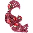 Winter Set Crochet Flower Hand Knit Beanie Skull Ski Cap Hat with Scarf Shawl Purple