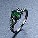 Junxin Black Gold Emerald Green Round Cubic Zirconia CZ Stones Ring Daily Wear Size6/7/8/9/10