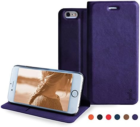 New iPhone 6 6s Flip Case Stand Leather Cover by JACKIT [luxury Collection] Drop Proof Card Holder Slot with Strong Magnetic Closure Dust Proof Seamless Access All Ports, Apple iPhone 6 6s [Purple]