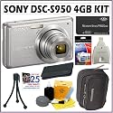 Sony Cybershot DSC-S950 10.1 MP Digital Camera in Silver + 4GB Deluxe Accessory Kit