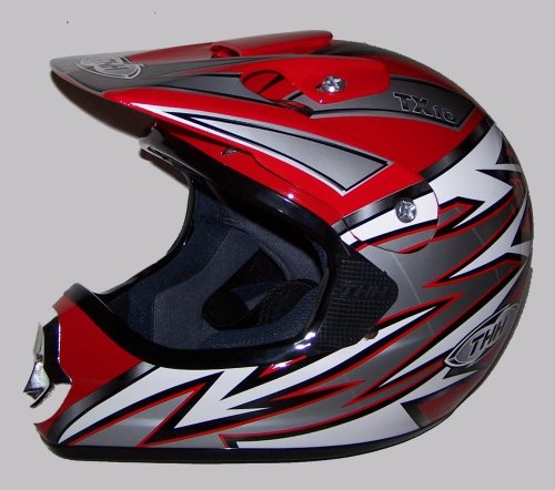 THH TX-10 MotoCross Helmet ATV Dirt Bike Red/Sil