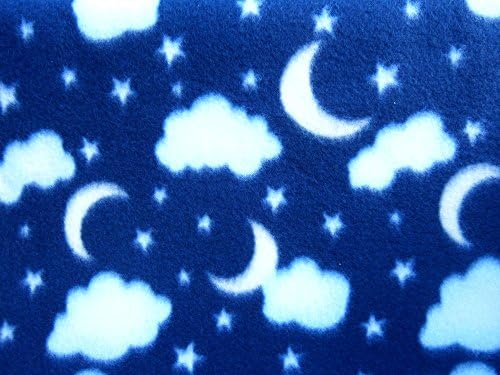Clouds and Moons on Blue Fleece 1 Yard