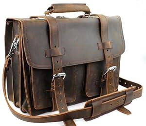 V.T. C.E.O. Heavy Duty Classic Leather Briefcase/Backpack Tote L01A61 Vin BRN 17: Computers & Accessories