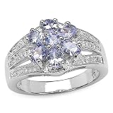 1.15 Carat Genuine Tanzanite Sterling Silver Ring