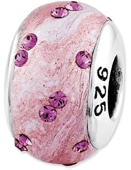 Sterling Silver s Pink Molded & Swarovski Elements Bead by Reflection Beads, Best Quality Free Gift Box Satisfaction Guaranteed