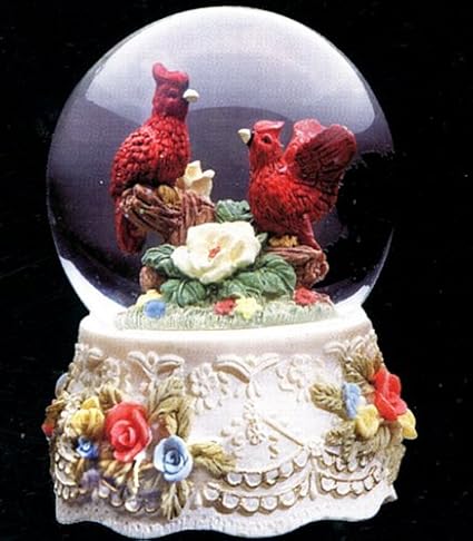 Sculptured Red Cardinal Pair Snow Globe