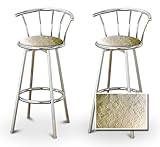 2 Lamb Wool Faux Fur Specialty / Custom Chrome Barstools with Backrest Set