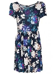 Summer Winter Floral Print Shirred Elastane/Viscose  Dress
