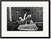Black Framed/Matted Print 17x23, Bulldog, Master, and Pup