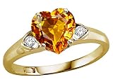 1.84 cts Genuine Heart Shape Citrine and Diamond Ring - 14kt White or Yellow Gold