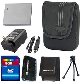 PowerShot S90, S95 Digital Camera Accessory Kit Includes Canon NB-6L Equivalent Replacement Battery + Replacement Battery Charger + Camera Case + 8GB SDHC Memory + Memory Reader + Camera Cleaning Kit