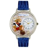 Whimsical Watches Unisex U0230002 Teddy Bear Hugs Royal Blue Leather Watch