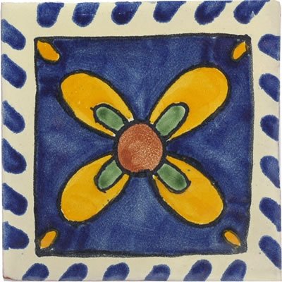 Mexican Tile - 4x4 Mono Azul-Amarillo Talavera