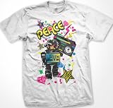 Grafitti Peace Robot With Boom Box Men's T-shirt, Peace And Love Mens Shirts