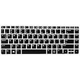 Silicone Laptop Keyboard Cover Skin Protector for HP ProBook 430 G1, 440 G1, 445 G1, 640 G1, 645 G1 Series Us Layout + Swan Service Card Case for Credit, Bank, ID Card (Semi-Black)