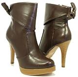 Brown Sexy Stiletto Platform Boots Booties