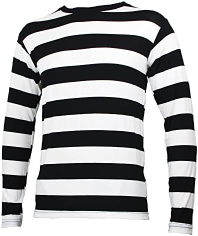 Long Sleeve Striped Shirt Black and White Adult (Small)