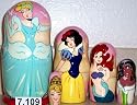 Russian Nesting Doll Five Princesses Cinderella Snow White Little Mermaid Ariel Jasmine Barbie 5 Pc / 7 in #7.109