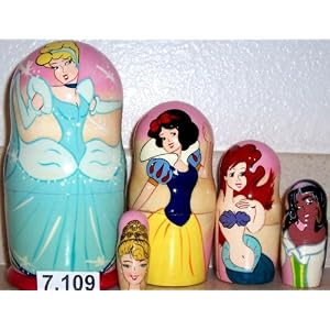 Russian Nesting Doll Five Princesses Cinderella Snow White Little Mermaid Ariel Jasmine... by 