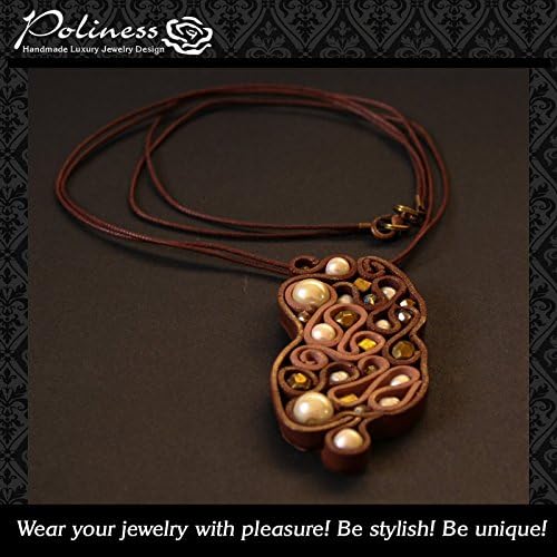 Original pendant handcrafted from polymer clay with glass beads and pearl