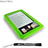 Kroo Nook Electronic Book Reader Slim Silicone Skin Case (Green) + Includes a 4-Inch eBigvalue Determination Hand Strap