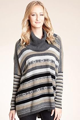 Pure Cashmere Roll Neck Aztec Jumper