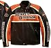 Harley-Davidson® Men's Classic Cruiser Leather Jacket. Midweight. Colorblock design with leather appliqué and embroidered graphics. 98118-08VM