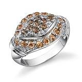 Beautiful Inspiration: Sterling Silver Champagne and Smokey Brown CZ Diamond Cocktail Ring