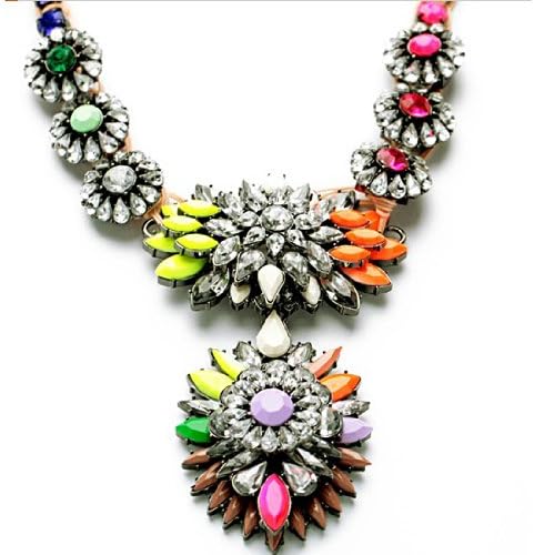 Phenix DAN Exquisite Style Flower Colorful Necklace for Women's Girl's