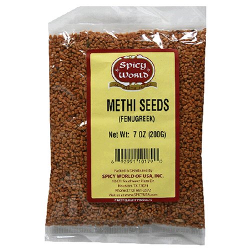 Spicy World Methi Seeds (Fenugreek), 7-Ounce Bags (Pack of 6) by Spicy World