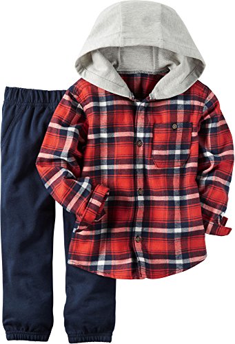 Carters Toddler Boys Hooded Flannel Shirt Set