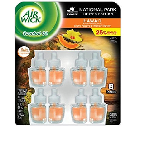 Air Wick Scented Oil Air Freshener, National Park Collection, 8 Refills, 0.67 fl oz Each (Hawaii)