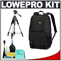 Lowepro Fastpack 100 Backpack Digital SLR Camera Case (Black) + Tripod + Accessory Kit for Canon Rebel T3, T3i, T1i, T2i, EOS 60D, 50D, 5D, 7D, Nikon D3000, D3100, D5000, D7000, D300s, Olympus Evolt E-5, E-30, E-620 and Sony Alpha A560, A580, A33, A55