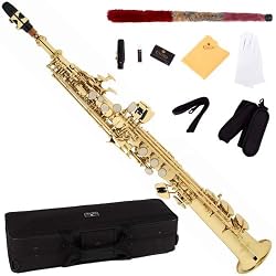 Cecilio 2Series Gold Lacquer Brass Soprano Saxophone w/ Case and Accessories