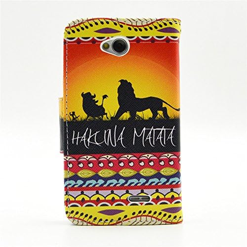 LG L70 Case, LG Optimus L70 Wallet CASE - Hakuna Matata Lion and Timon Pattern Premium PU Leather Wallet Case Stand Cover with Card Slots Cash Compartment for LG Optimus L70 + CoolGiftCase Stylus