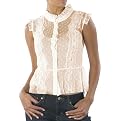 Juniors' Xhilaration® Victorian Short-Sleeve Button Top- Nude