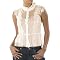 Juniors' Xhilaration® Victorian Short-Sleeve Button Top- Nude