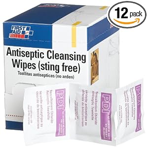 First Aid Only Antiseptic Cleansing Wipe (sting Free), 50-Count Boxes (Pack of 12) by First Aid Only