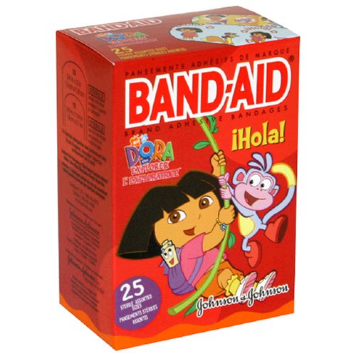 Band-Aid Adhesive Bandages, Dora the Explorer, Assorted Sizes 25 sterile bandages
