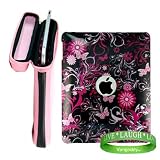 Apple iPad PINK Snug Fit Canteen Style Hard Cube Case with Tilt Stand for Apple Ipad Tablet ( 3G , wifi , WiFi + 3G, MB292LL/A Tablet ) + Stylishly Designed Pink Butterfly iPad Hard Snap On Case + VG Live * Laugh * Love Silicone Wrist band!!!