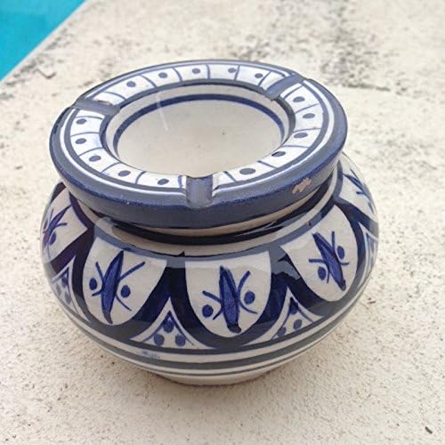Moroccan Ceramic Ashtray Safi-design Small, White and Blue