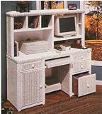 Wicker Corner Computer Desk And Hutch-White Finish