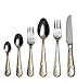 Italian Collection 'Florence' 75-Piece Premium Surgical Stainless Steel Silverware Flatware Set 18/10, Service for 12, 24K Gold-Plated Hostess Serving Set in a Wooden Case