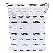 Sigzagor Medium Wet Dry Bag Baby Cloth Diaper Nappy Insert Bag Reusable Washable With Two Zippered Pockets (Mustache)