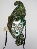 Venetian Art Deco Wall Mask - Female with Green Headdress